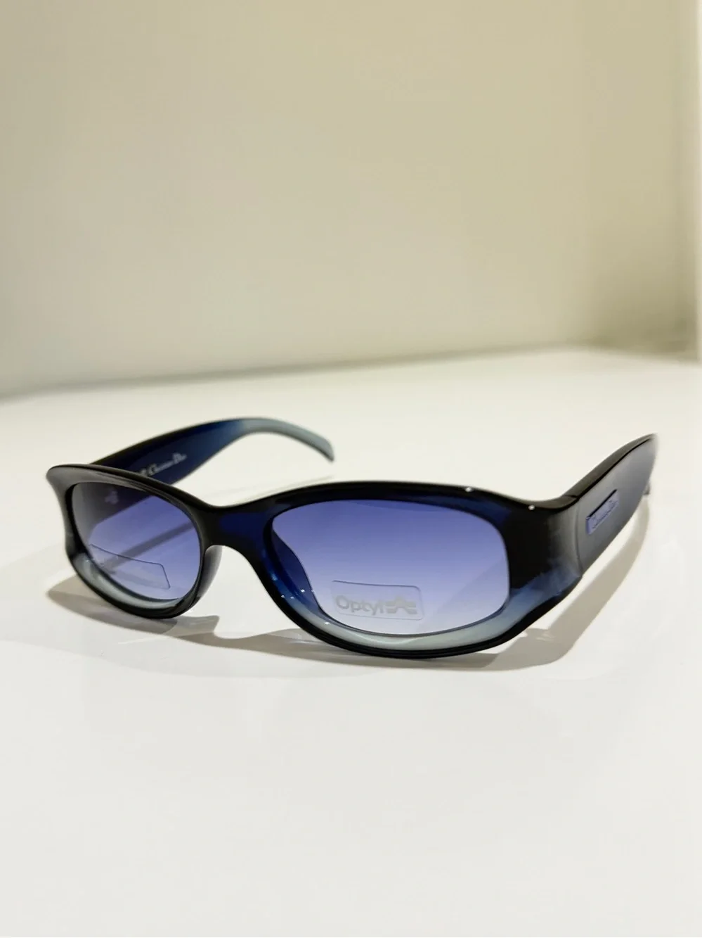 Vtg Christian Dior Chrystel 54Z Blue Gradient Sunglasses Y2K Deadstock Full Set